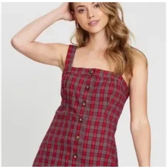 90’s plaid red button up grunge dress preppy holiday outfit Hollister size XS - Picture 4 of 10